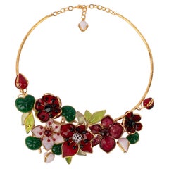 Augustine Golden Metal Flower Necklace with Glass Paste
