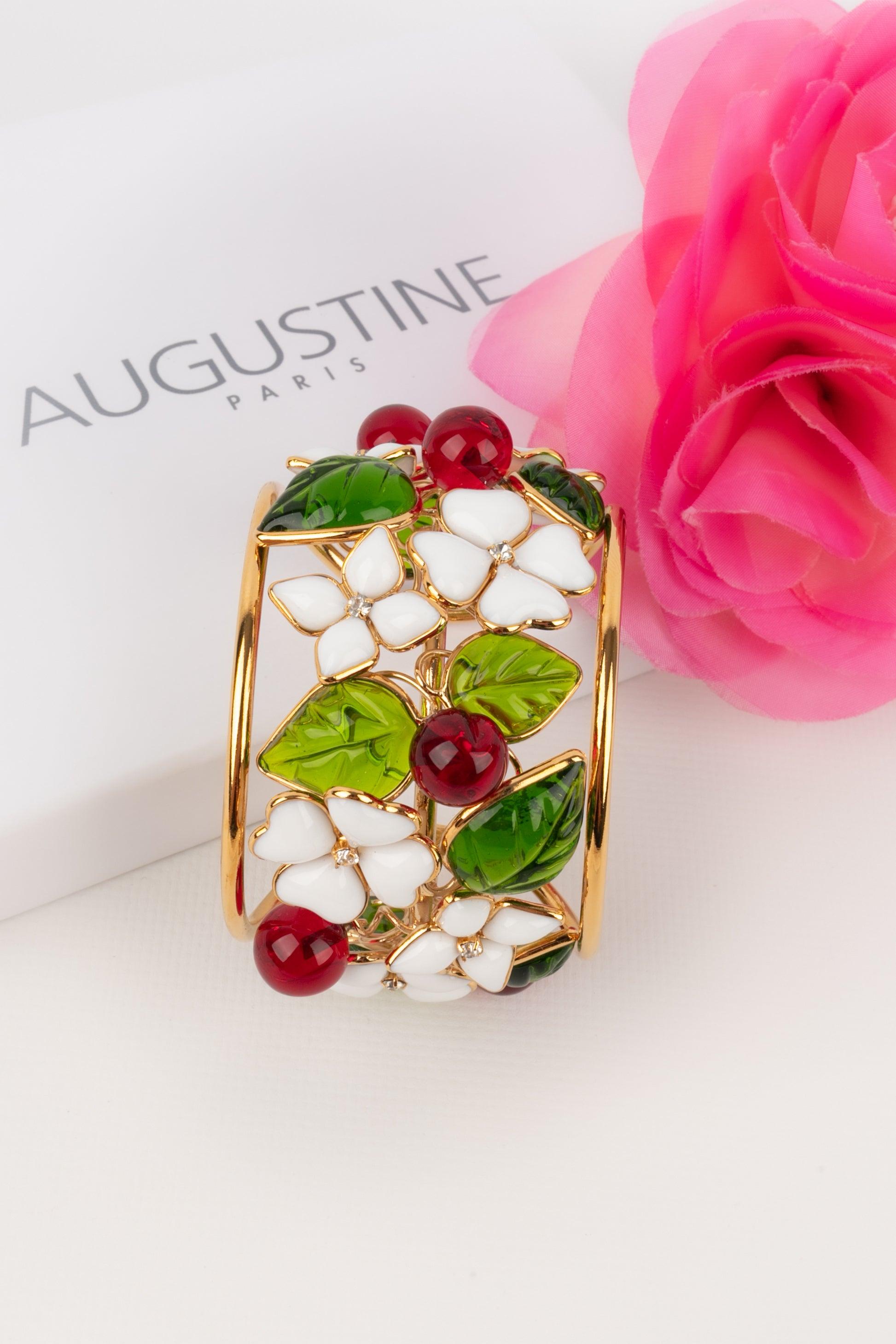 Augustine Golden Metal Glass Paste Flower Cuff Bracelet 4