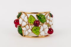 Augustine Golden Metal Glass Paste Flower Cuff Bracelet