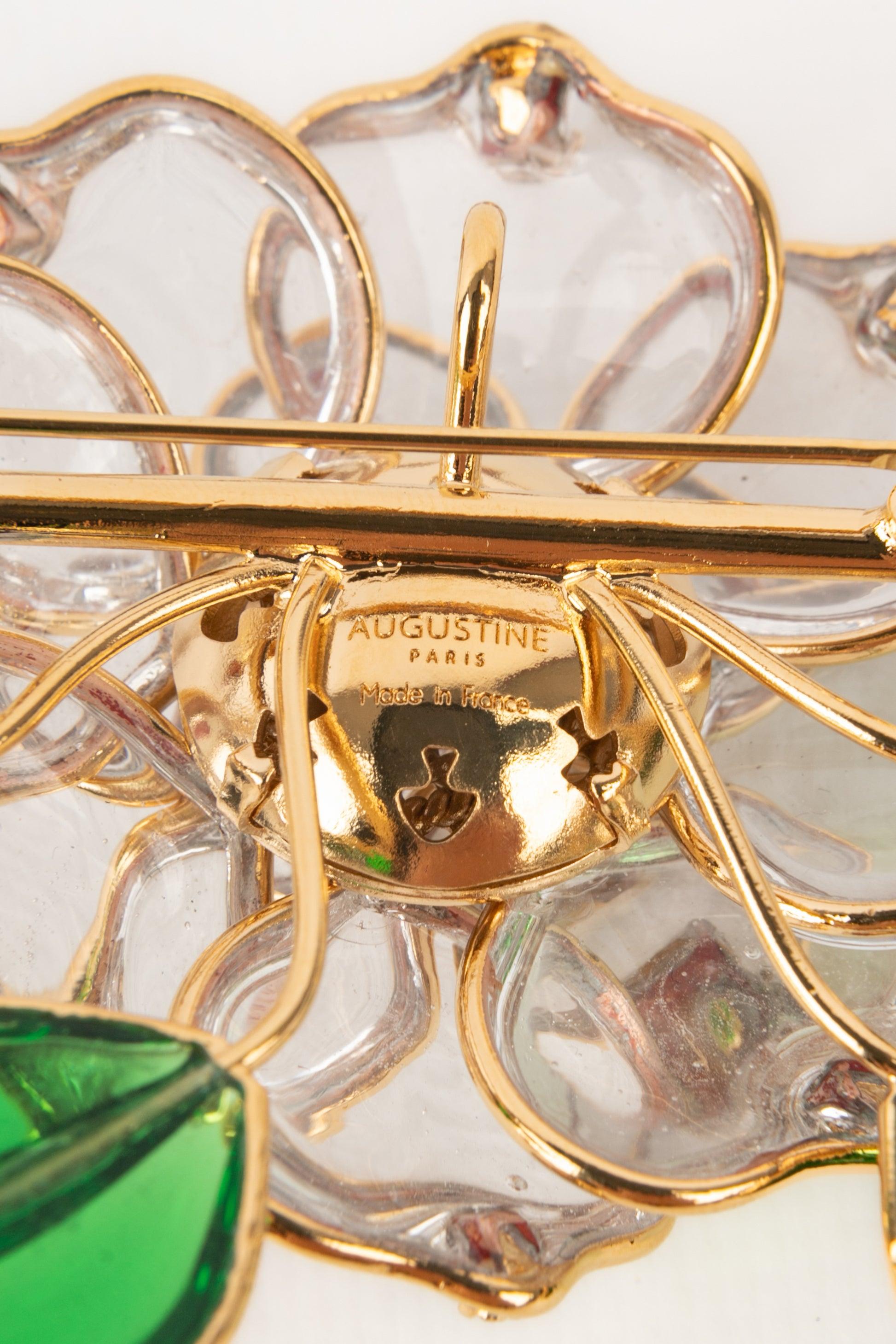 Augustine Goldene Metall-Brosche mit Anhänger im Angebot 1