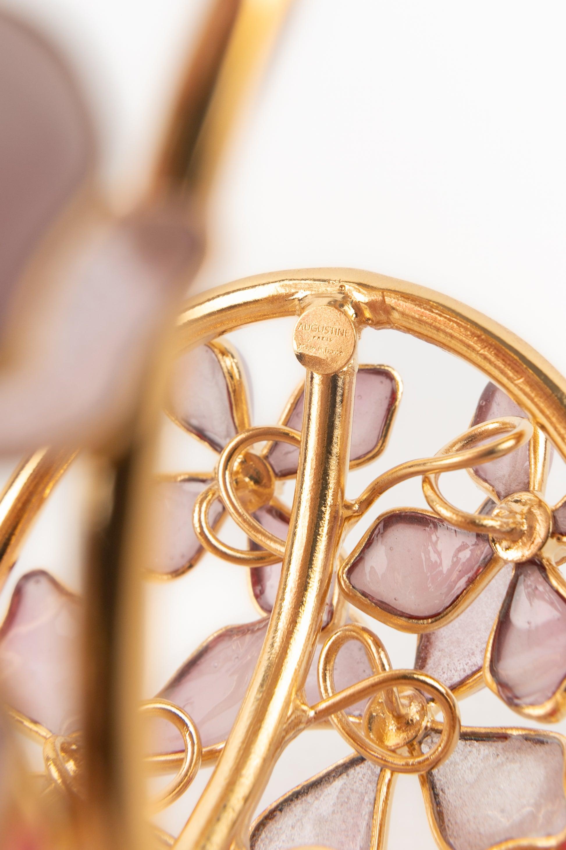 Augustine Golden Metal Pink Flower Bracelet For Sale 4