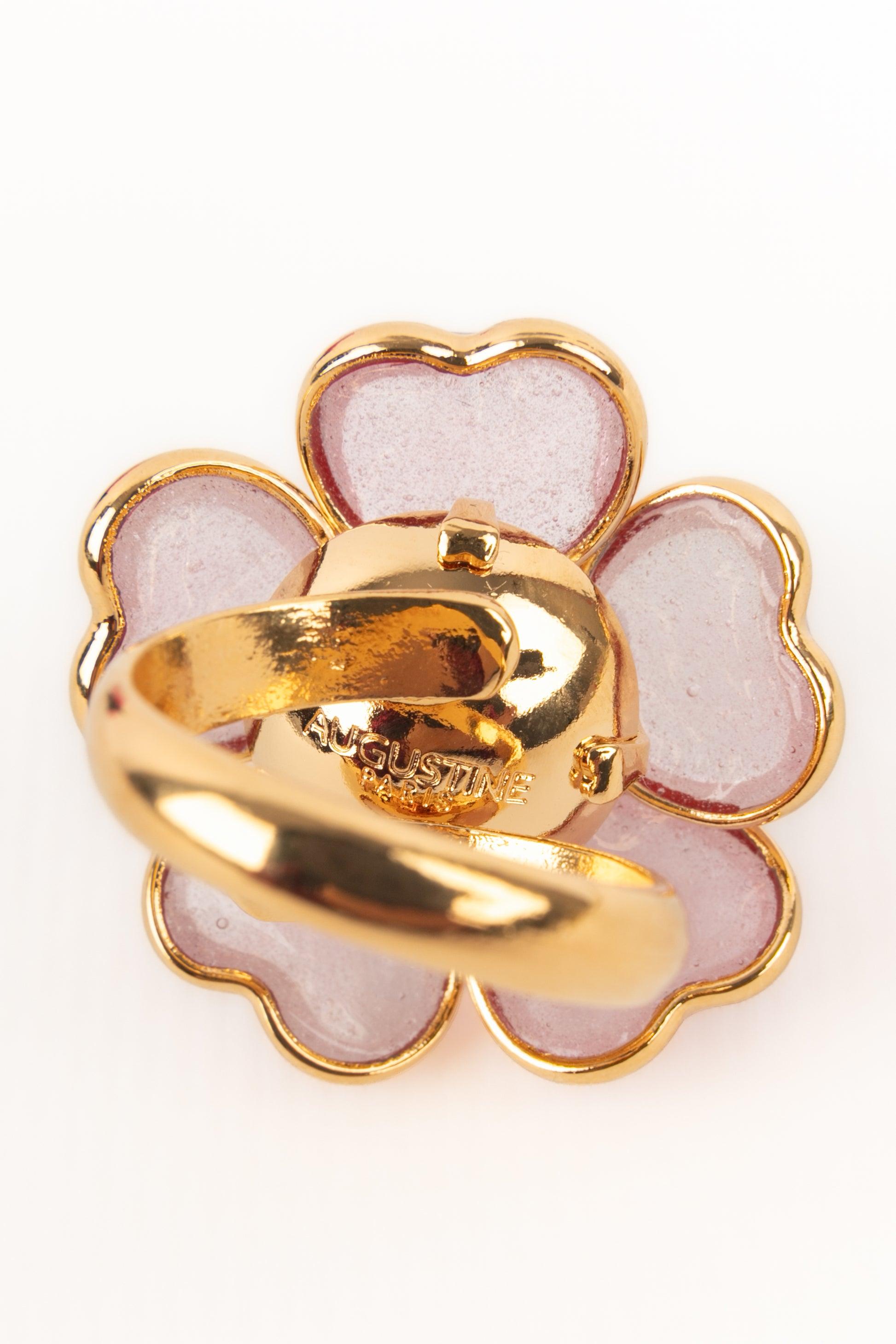 Augustine Goldener Metallring in Rosa mit rosa im Angebot 3