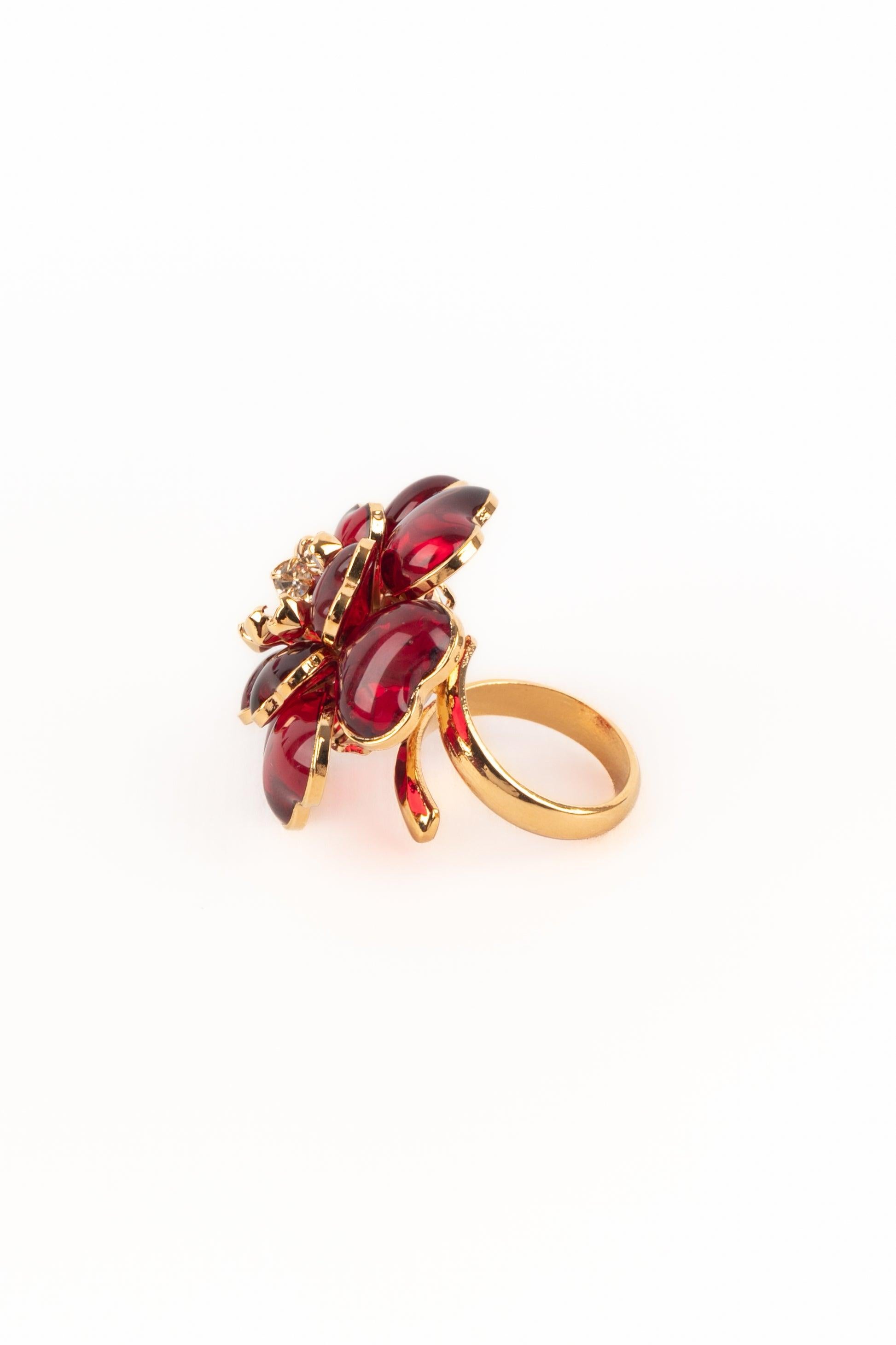 Augustine Goldener Metallroter Blumenring im Angebot 1