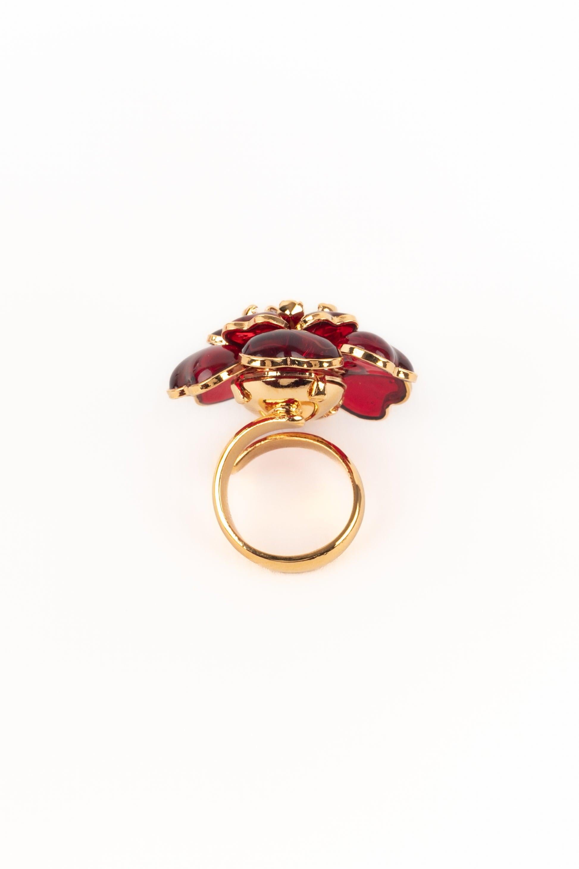 Augustine Goldener Metallroter Blumenring im Angebot 2
