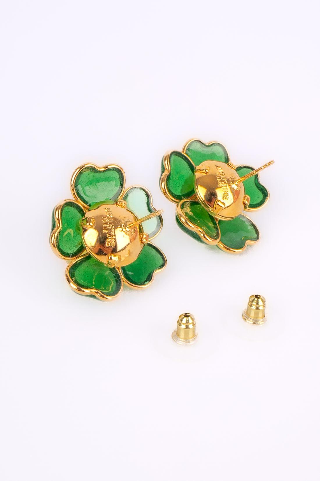 Augustine Golden Metal Two-tone Flower Earrings For Sale 2