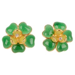Pendientes Augustine Flor Bicolor Metal Dorado