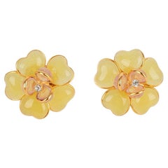 Augustine Golden Metal Two-tone Flower Earrings with Glass Paste