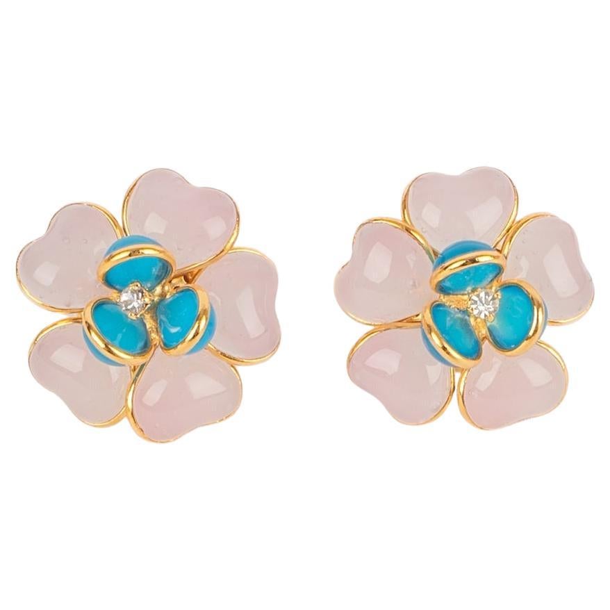 Augustine Orecchini a fiore bicolore in metallo dorato con strass