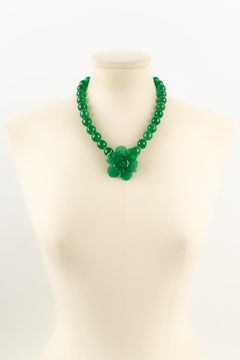 Augustine Green Glass Paste Camellia Necklace