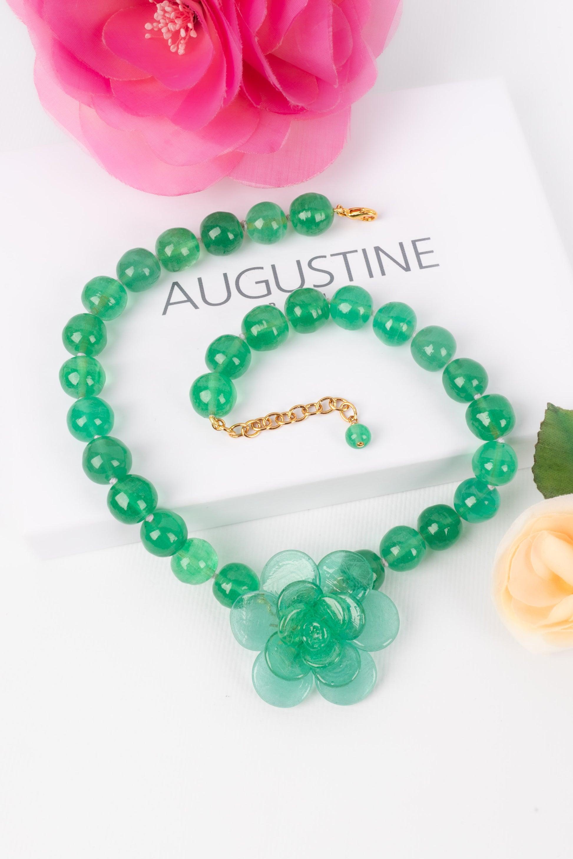 Augustine Green Glass Paste Short Necklace For Sale 3