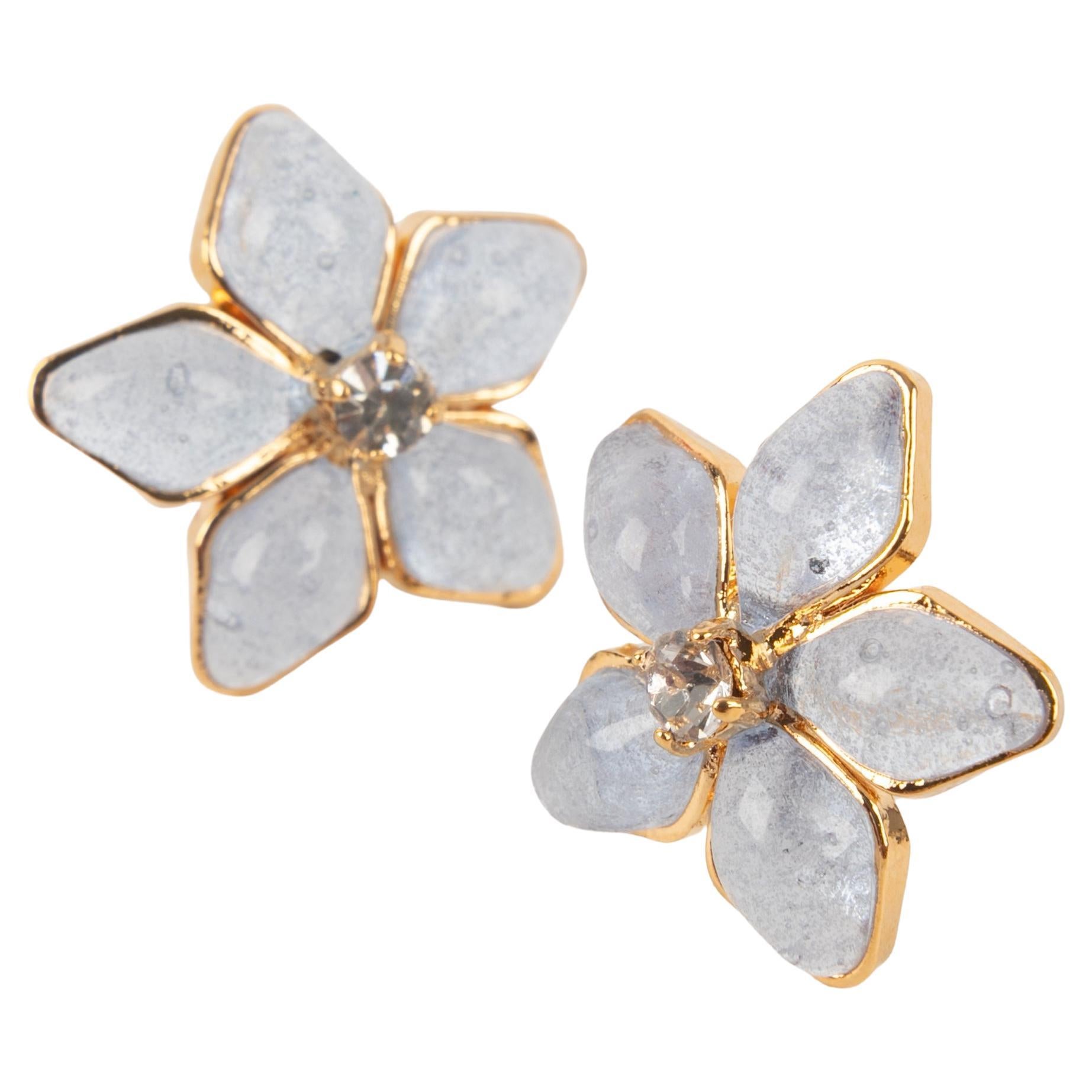 Pendientes de metal dorado azul grisáceo Augustine