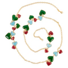 Augustine "Corazones" Pasta de Cristal y Metal Dorada Sautoir