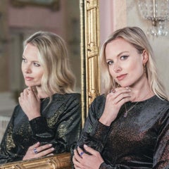 Augustine Jewels Citrine and Purple Enamel Drum Ring