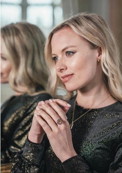 Augustine Jewels Citrine and Purple Enamel Stud Earrings