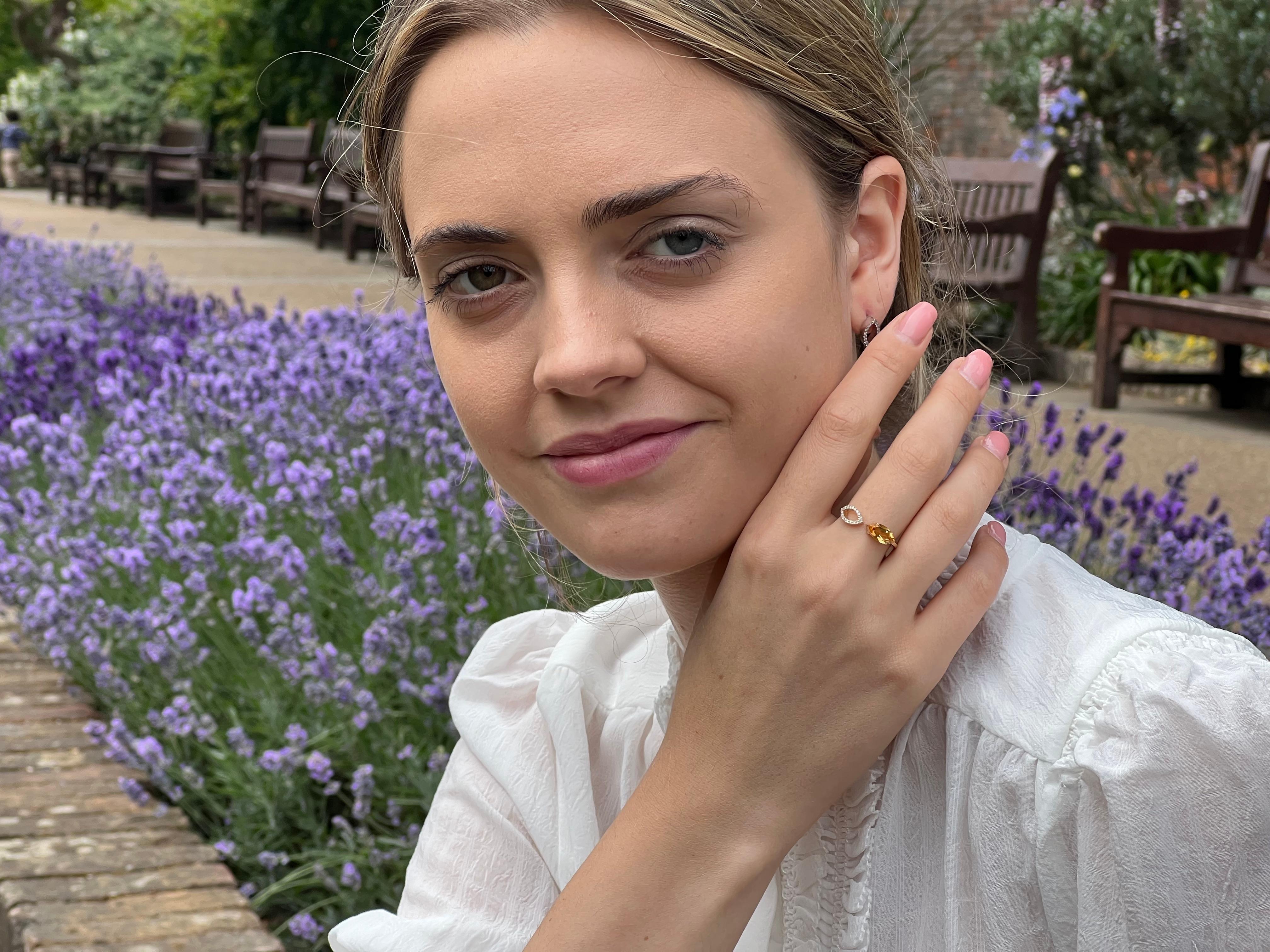 Women's Augustine Jewels Citrine & Diamond Ring  For Sale