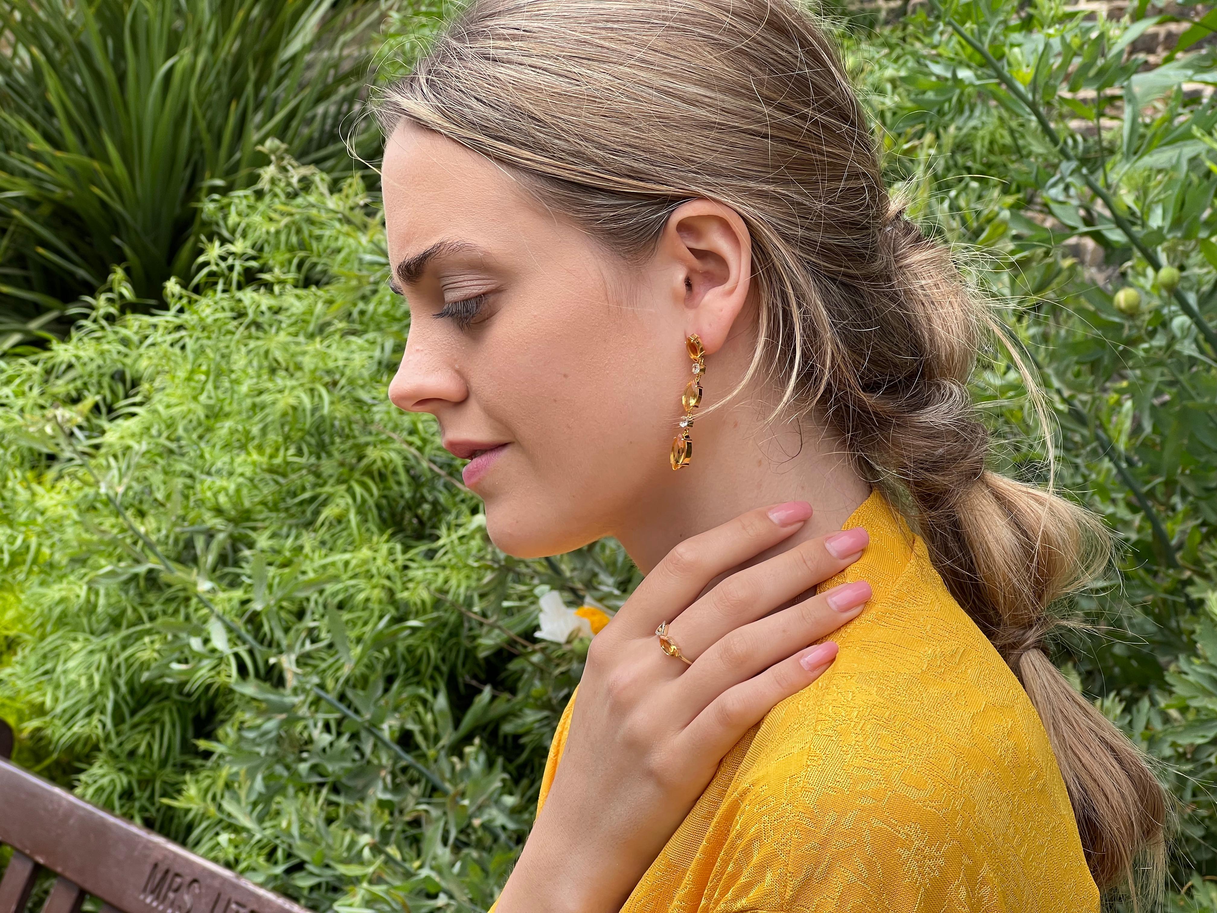 Pendientes Augustine Jewels Citrino y Topacio Blanco en Nuevo estado para la venta en London, GB