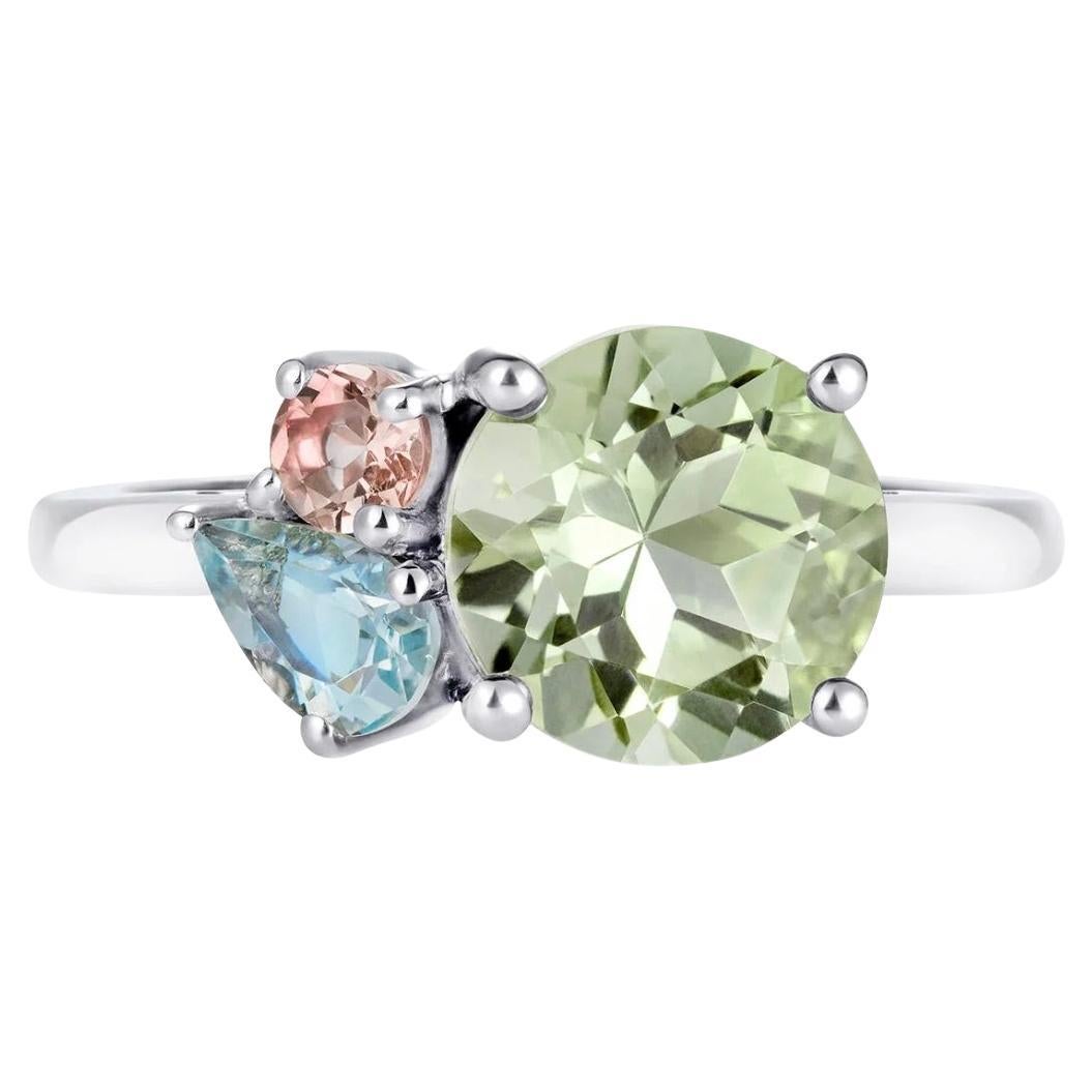 Augustine Jewels Green Amethyst Cluster Ring  For Sale