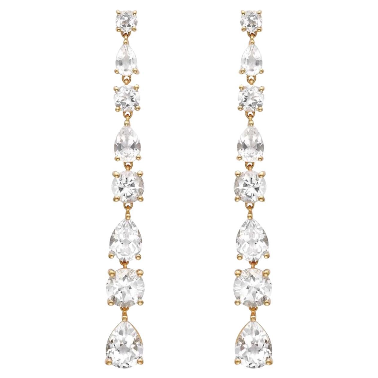 Augustine Jewels Orecchini lunghi di Topazio Bianco in Oro Giallo Vermeil in vendita