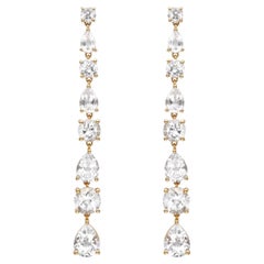 Augustine Jewels Long White Topaz Earrings in Yellow Gold Vermeil 