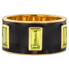 Augustine Jewels Peridot and Navy Enamel Drum Ring