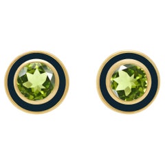 Augustine Jewels Peridot and Navy Enamel Stud Earrings