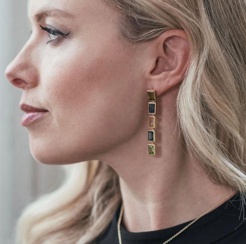 Augustine Jewels Peridot, London Blue Topaz and Citrine 5 Drop Earrings For Sale 1