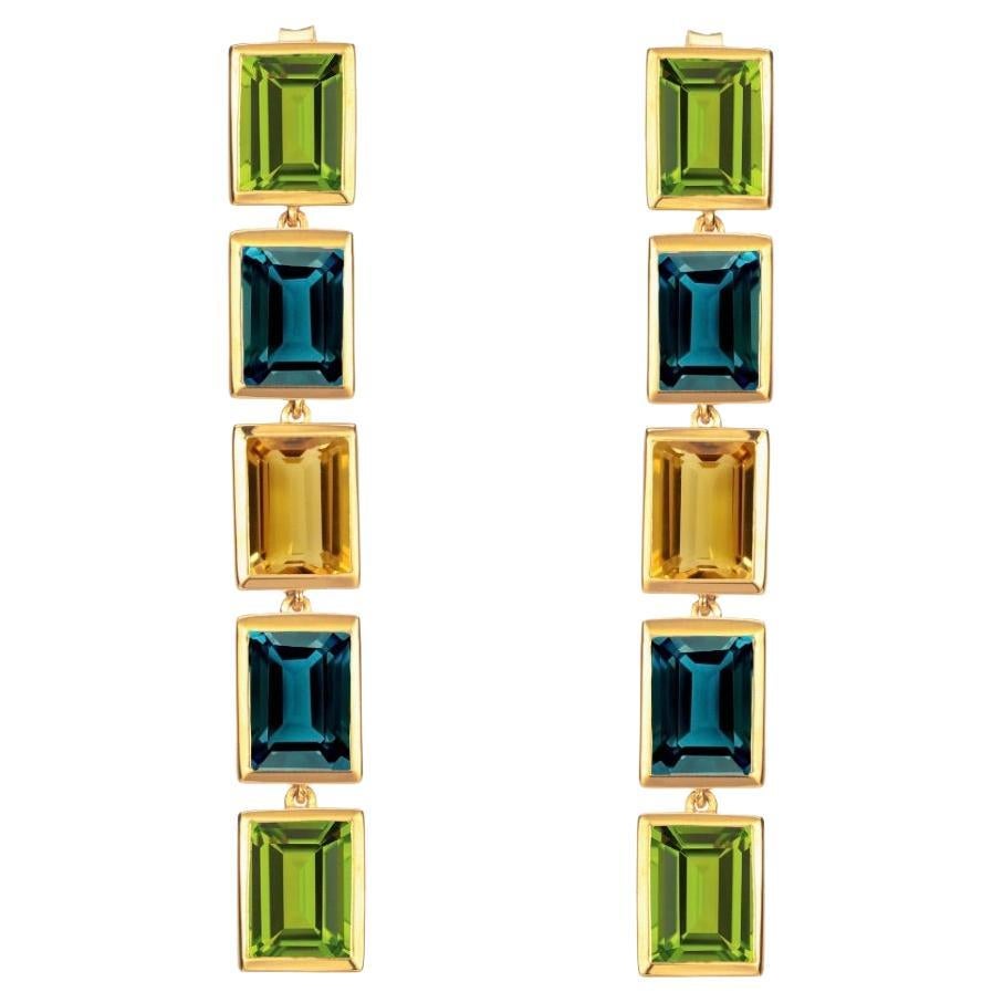 Augustine Jewels Peridot, London Blue Topaz and Citrine 5 Drop Earrings