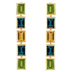 Augustine Jewels Peridot, London Blue Topaz and Citrine 5 Drop Earrings