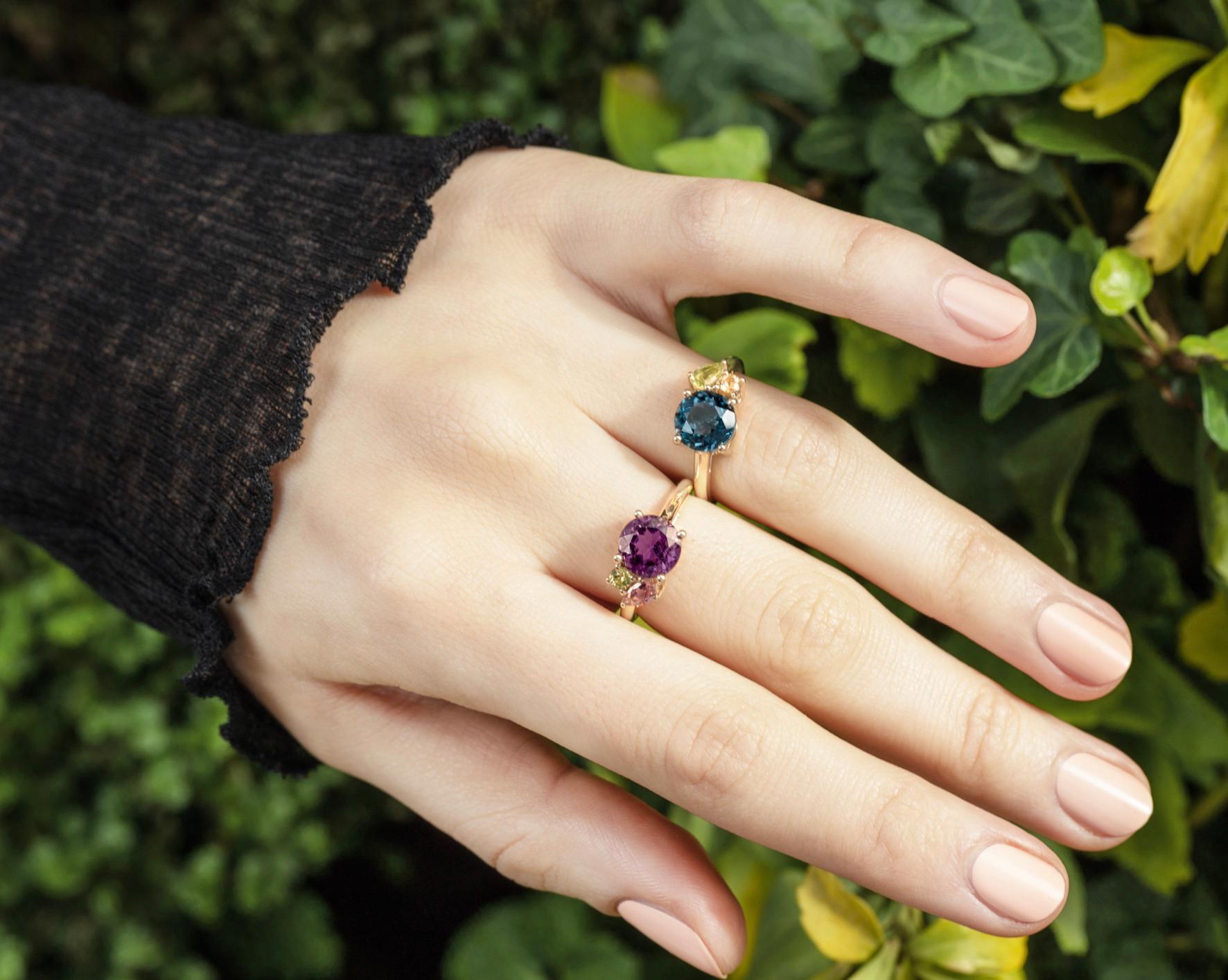 Augustine Jewels Purple Amethyst Cluster Ring  In New Condition For Sale In London, GB