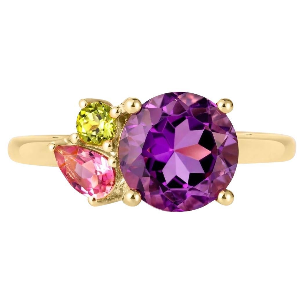Augustine Jewels Purple Amethyst Cluster Ring  For Sale