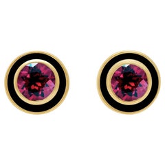 Augustine Jewell - Boucles d'oreilles en rhodolite et émail noir