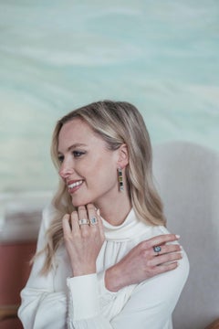 Augustine Jewels Sky Blue Topaz and Cream Enamel Cocktail Ring