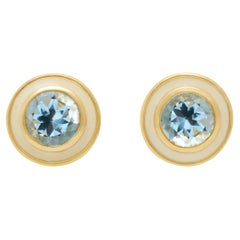 Pendientes Augustine Jewels de topacio azul celeste y esmalte crema