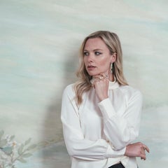 Augustine Jewels Sky Blue Topaz and White Enamel Drum Ring