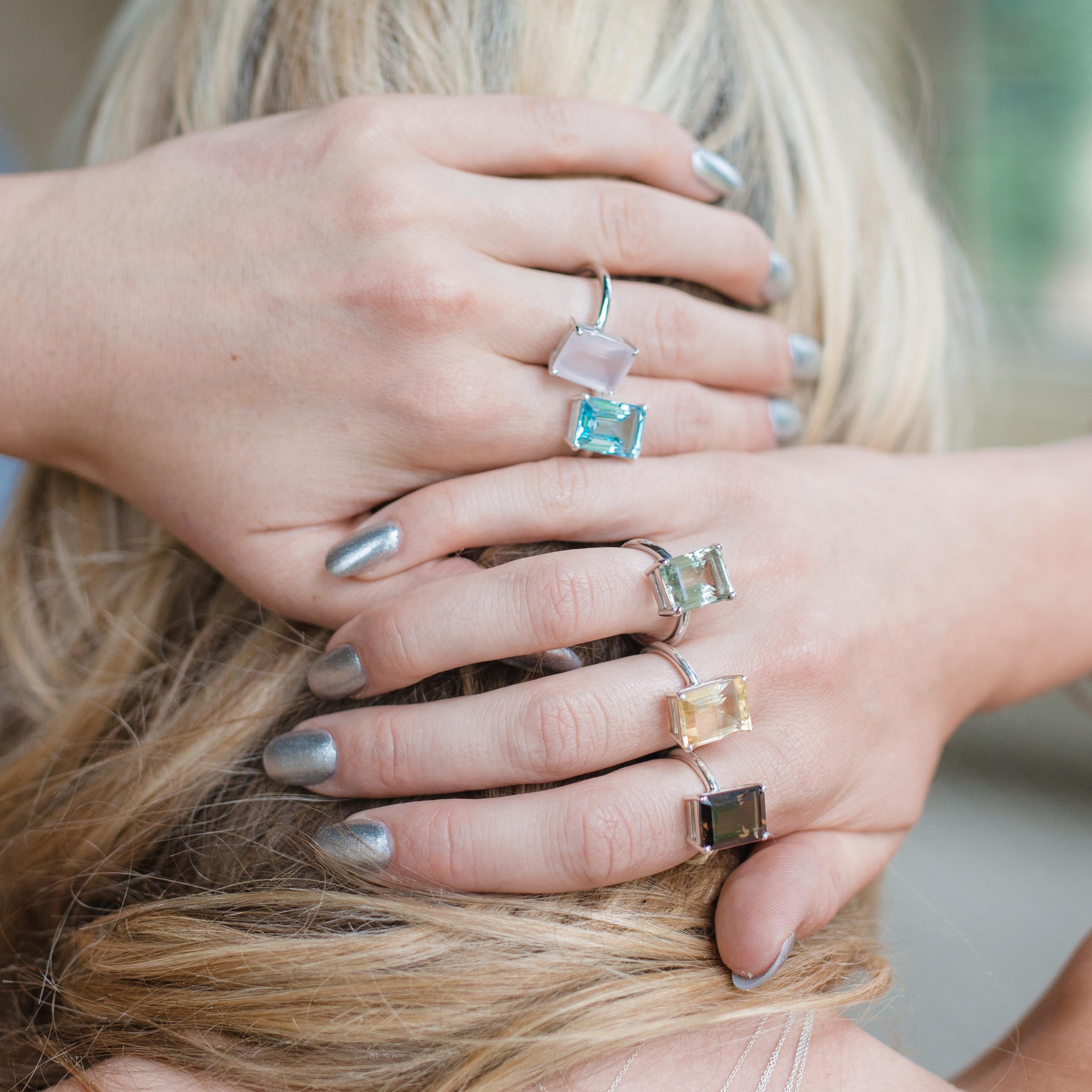 For Sale:  Augustine Jewels White Gold Aquamarine Cocktail Ring 3