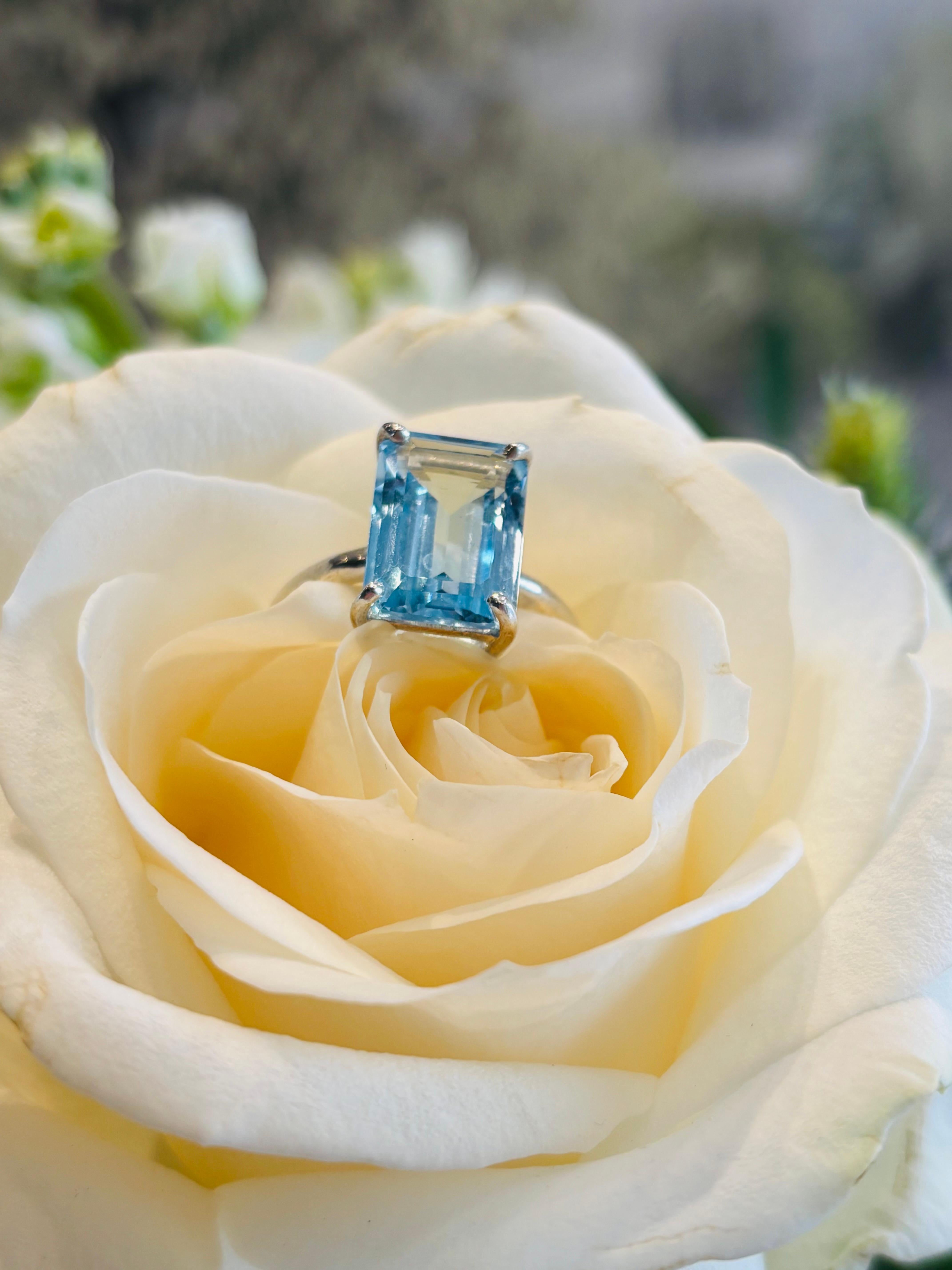 Im Angebot: Augustine Jewels Weißgold Aquamarin-Cocktailring () 7