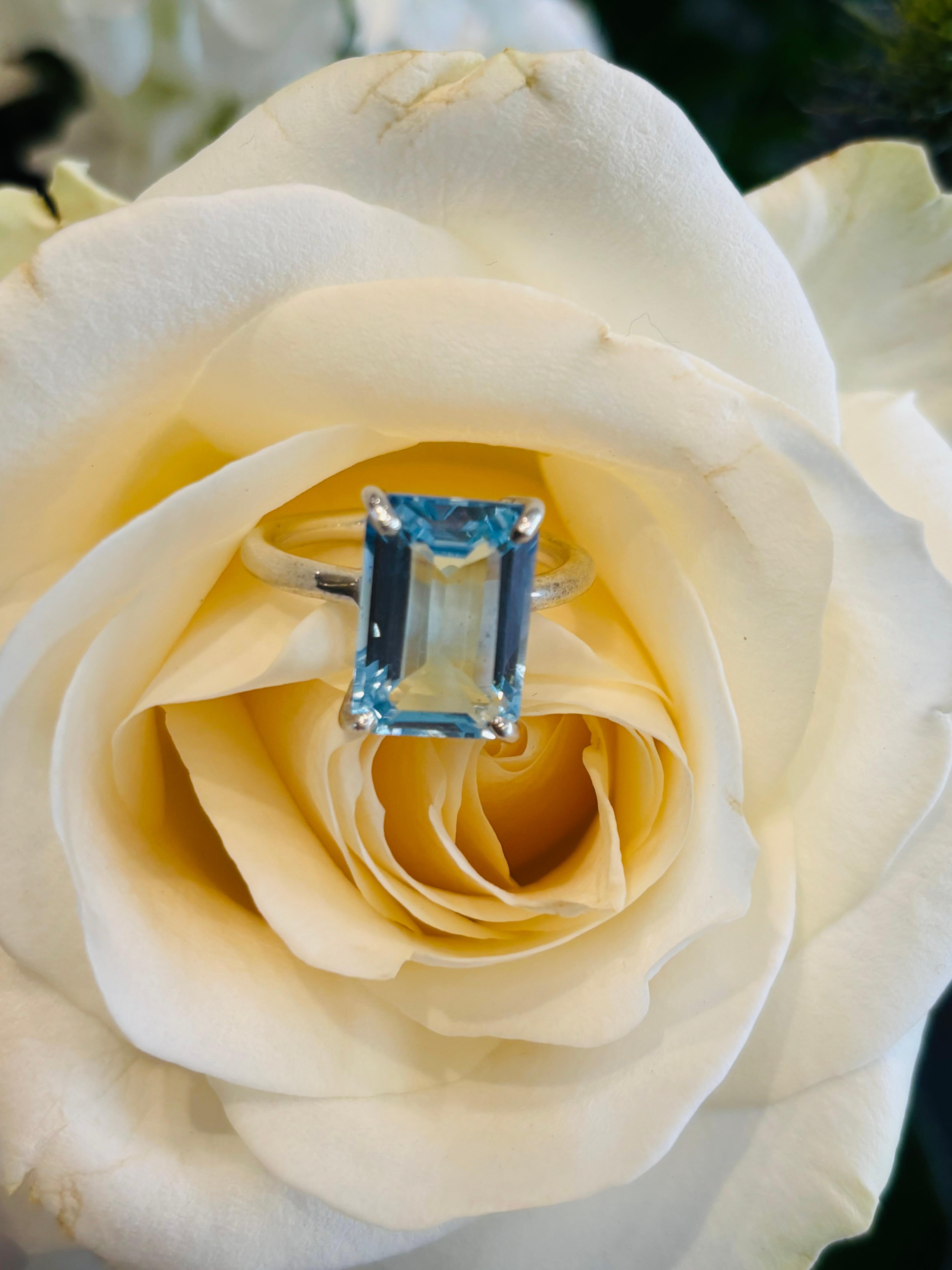 Im Angebot: Augustine Jewels Weißgold Aquamarin-Cocktailring () 8