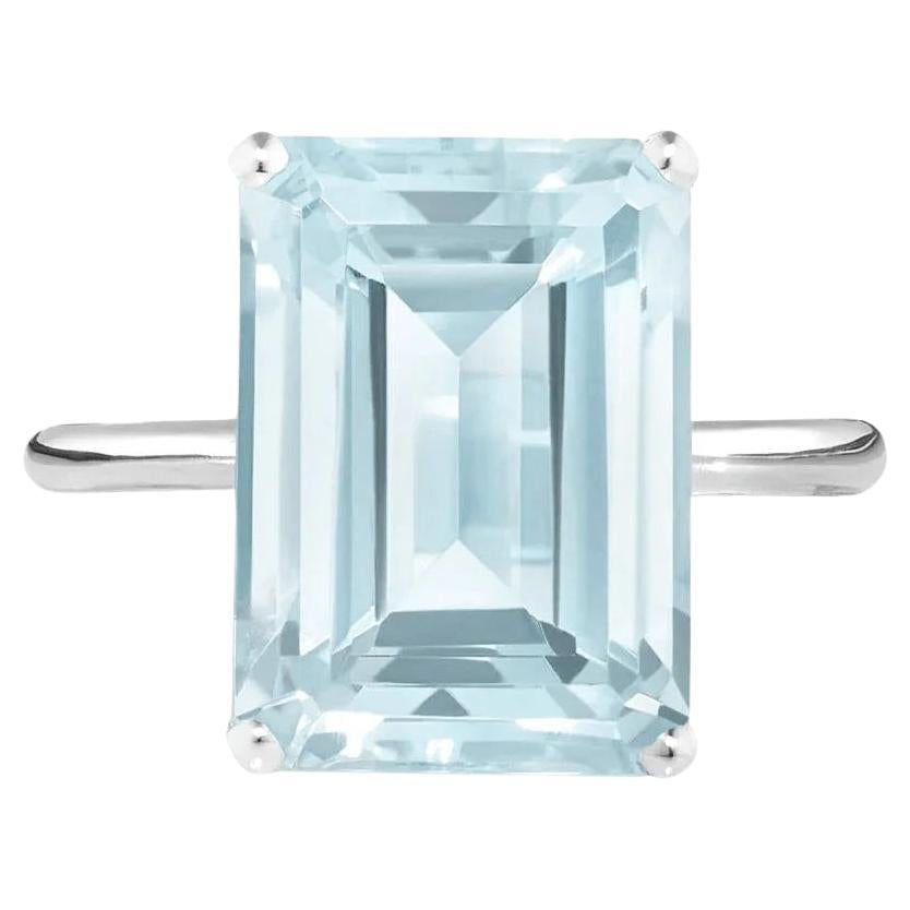 Augustine Jewels White Gold Aquamarine Cocktail Ring