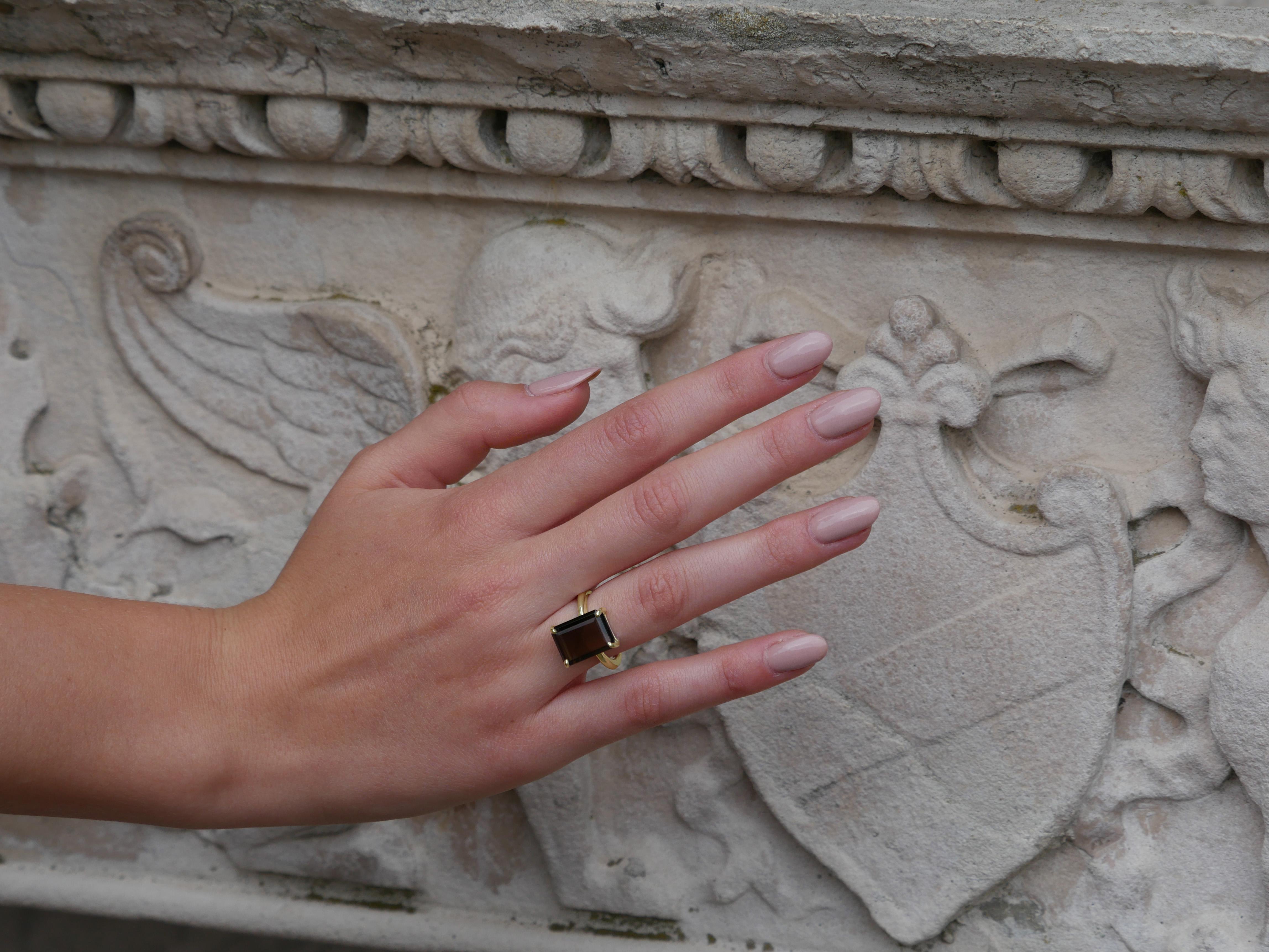 De las mujeres Anillo Augustine Jewels Oro Amarillo Cuarzo Ahumado en venta