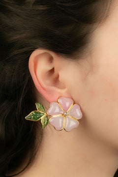 Augustine Light Pink Glass Paste and Rhinestone Clip Earrings