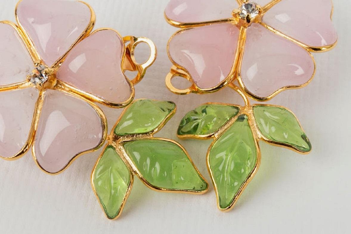 Women's Augustine Light Pink Glass Paste and Rhinestone Clip Earrings For Sale