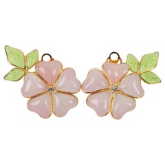 Augustine Hellrosa Glaspastell- und Strass-Ohrclips
