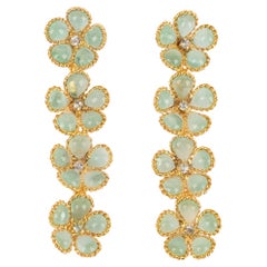 Augustine Long Golden Metal Earrings with Glass Paste