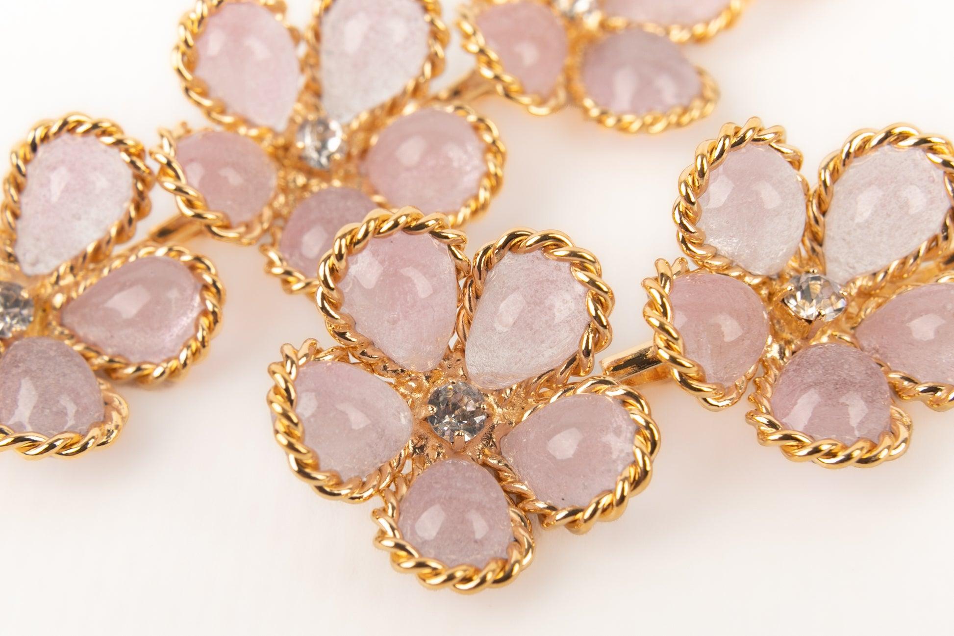 Longues boucles d'oreilles Augustine en pâte de verre rose clair Pour femmes en vente