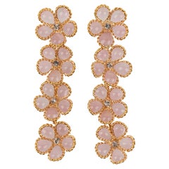 Augustine Long Light-pink Glass Paste Flower Earrings