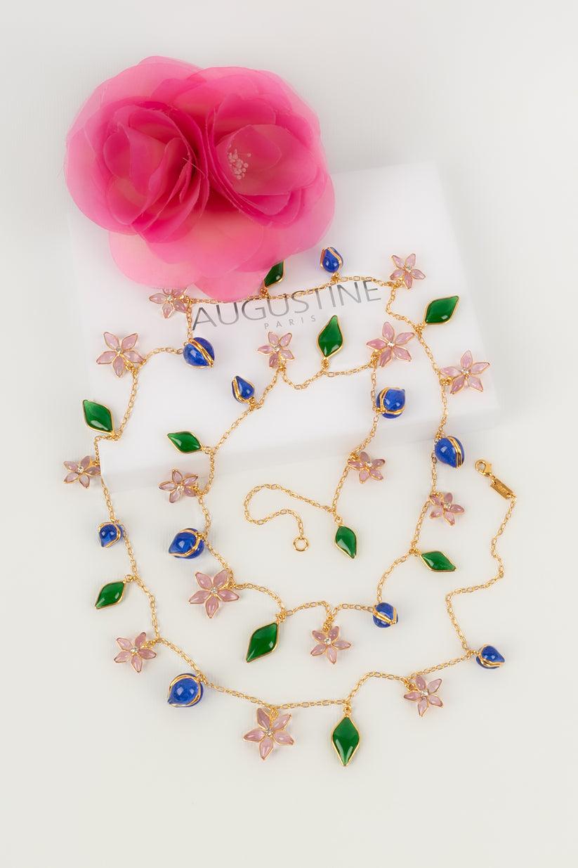 Augustine - (Made in France) Necklace / Long necklace in gold metal, glass paste and rhinestones.

Additional information:
Dimensions: Length: 130 cm
Condition: Very good condition
Seller Ref number: BC171
