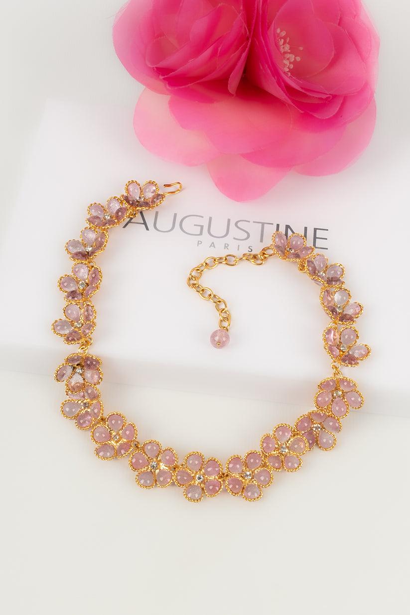 Augustine Necklace in Glass Paste and Gold Metal For Sale 4