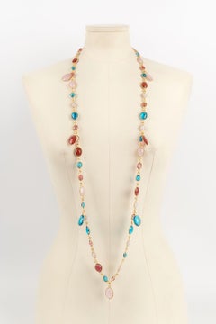 Augustine Necklace in Gold Metal and Glass Paste