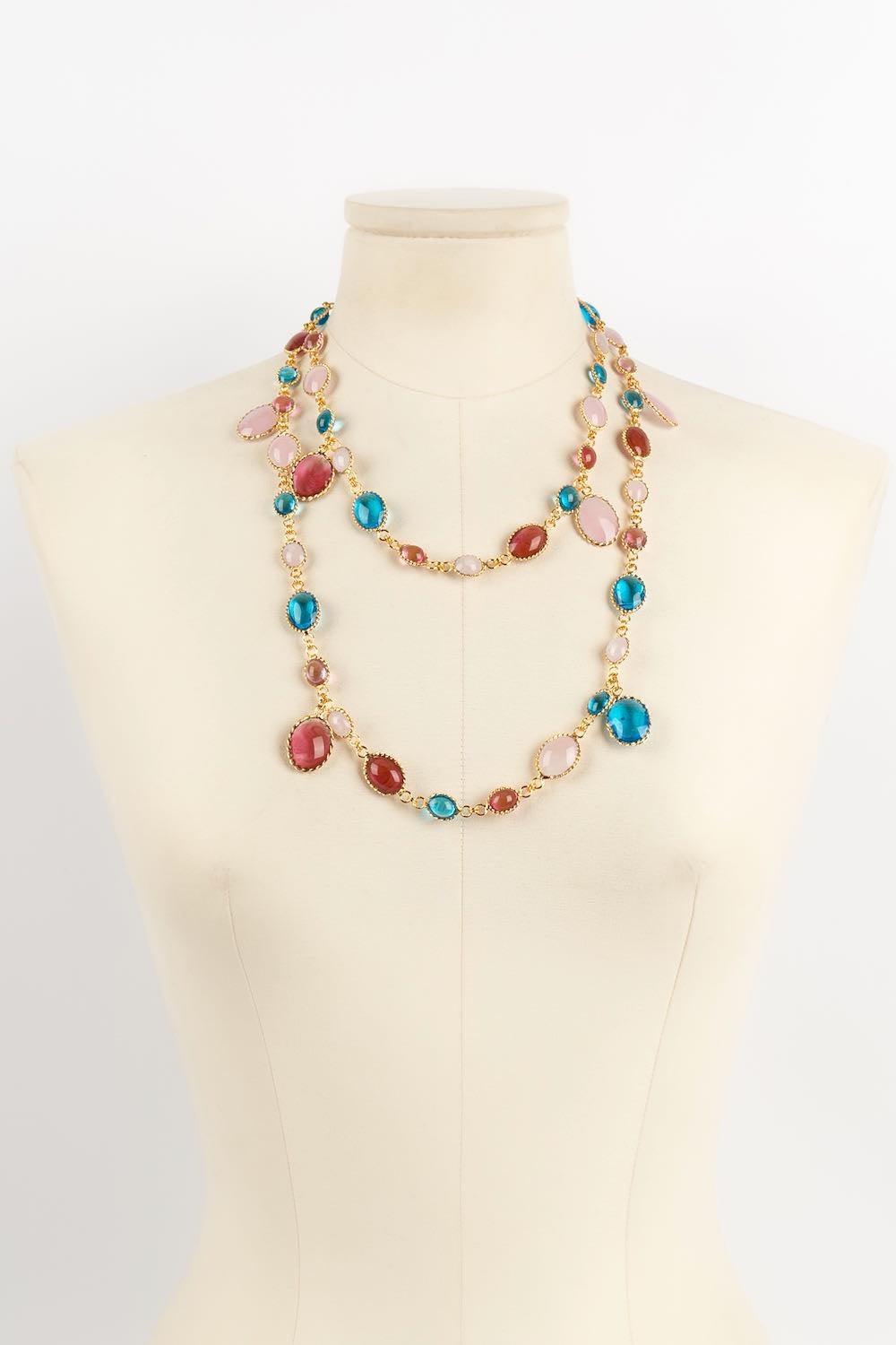 Collier Augustine en métal doré et pâte de verre Excellent état - En vente à SAINT-OUEN-SUR-SEINE, FR