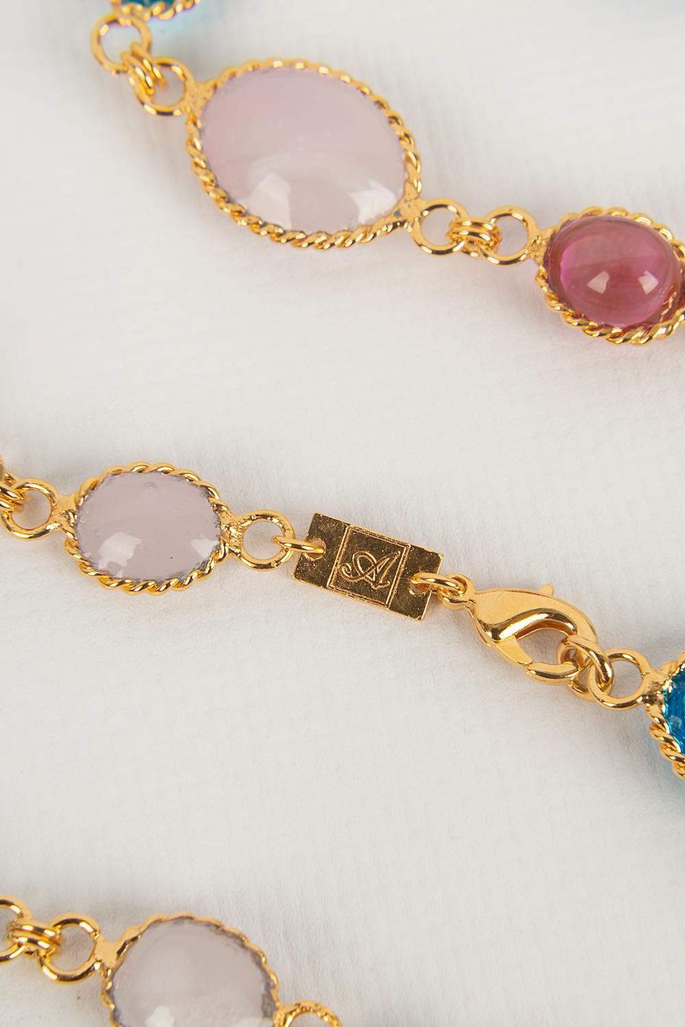 Collier Augustine en métal doré et pâte de verre en vente 2